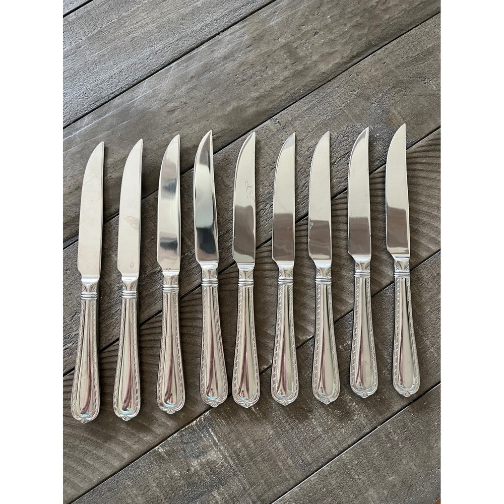 Hampton Silversmiths Stainless Steel Steak Knives Set of 9 Serrated Blade Silver - Picture 4 of 6